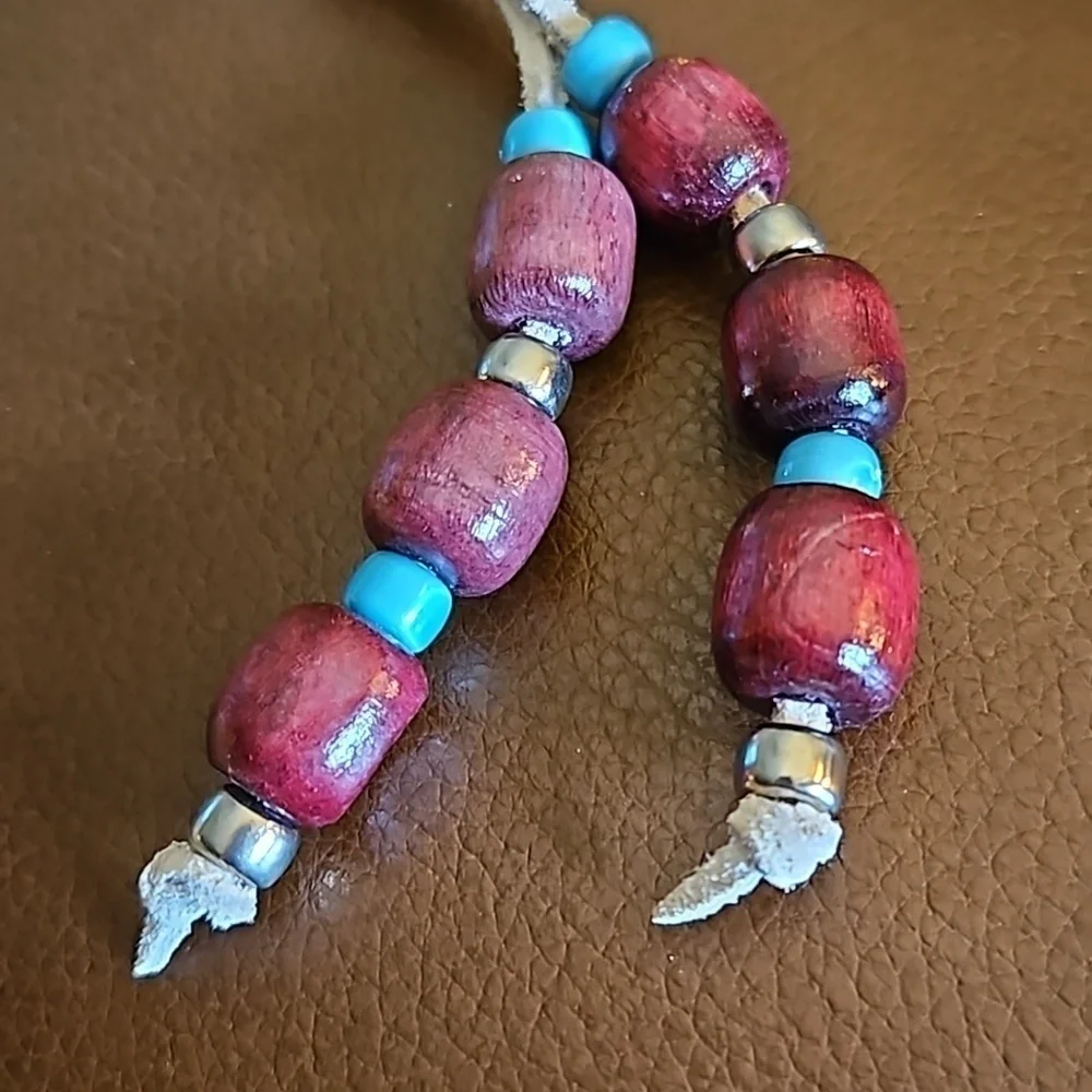 3/$20 Vintage 1980s Leather Wood Beaded Western Keyring
